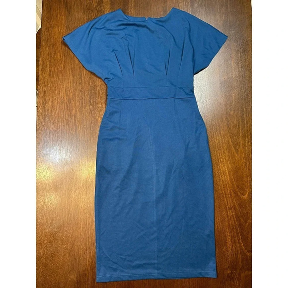 Jasambac Womens Medium Blue Career Business Office A Line Flattering Knee Length - Picture 1 of 12